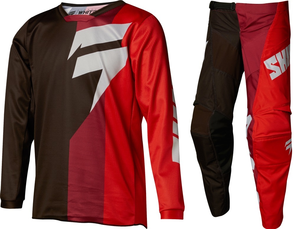 YOUTH SHIFT TARMAC WHIT3 BLACK RED MX GEAR SET PANTS 24 & JERSEY