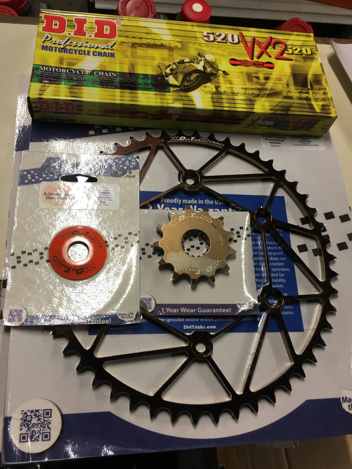 KTM DIRT TRICKS FRONT 14 & REAR 50 SPROCKET SET 250 350 450 500 530 4ST