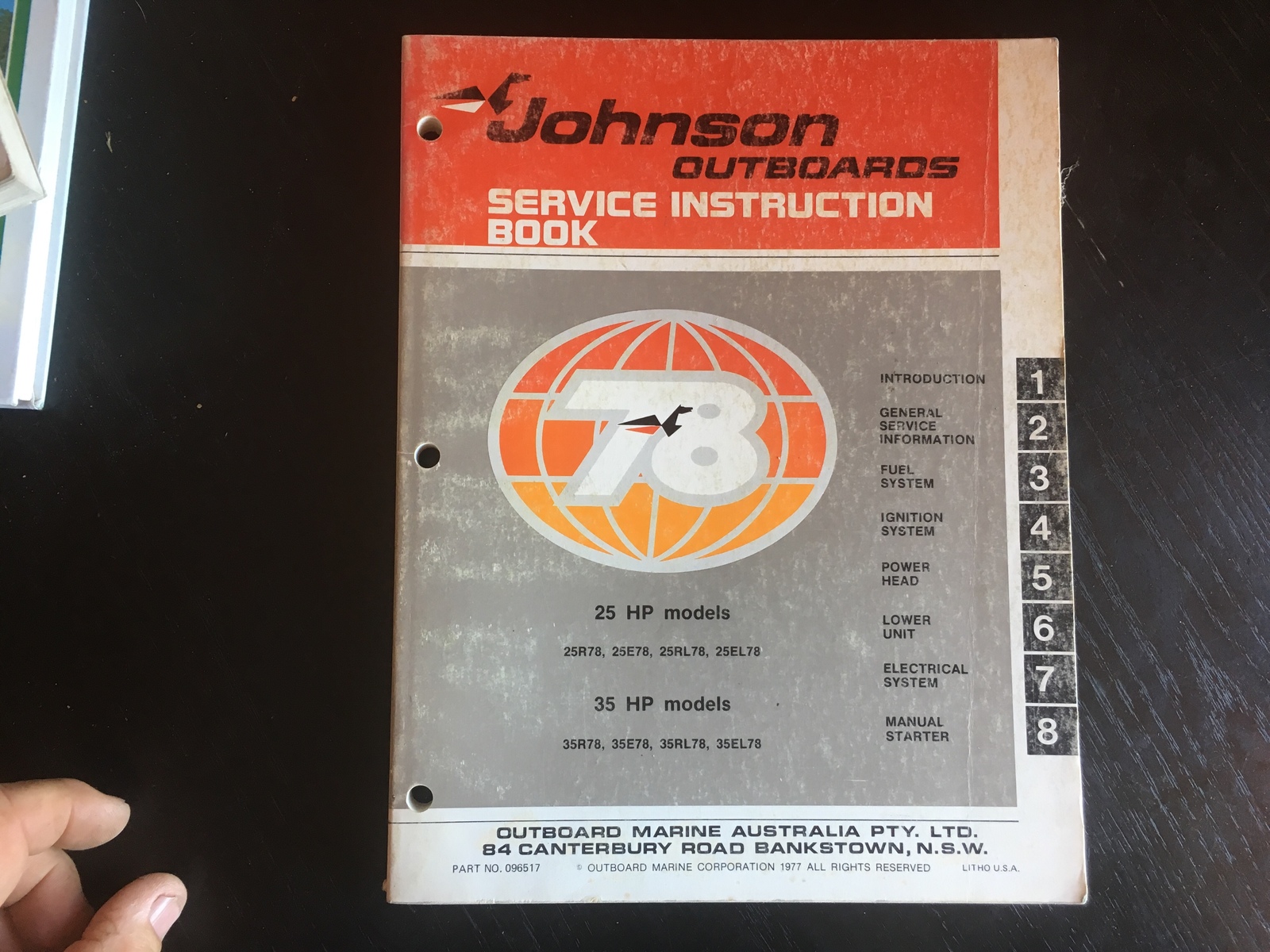 JOHNSON OUTBOARD 25HP 25R78 25E78 25RL78 25EL78 35HP 35R78 35E78 35RL78