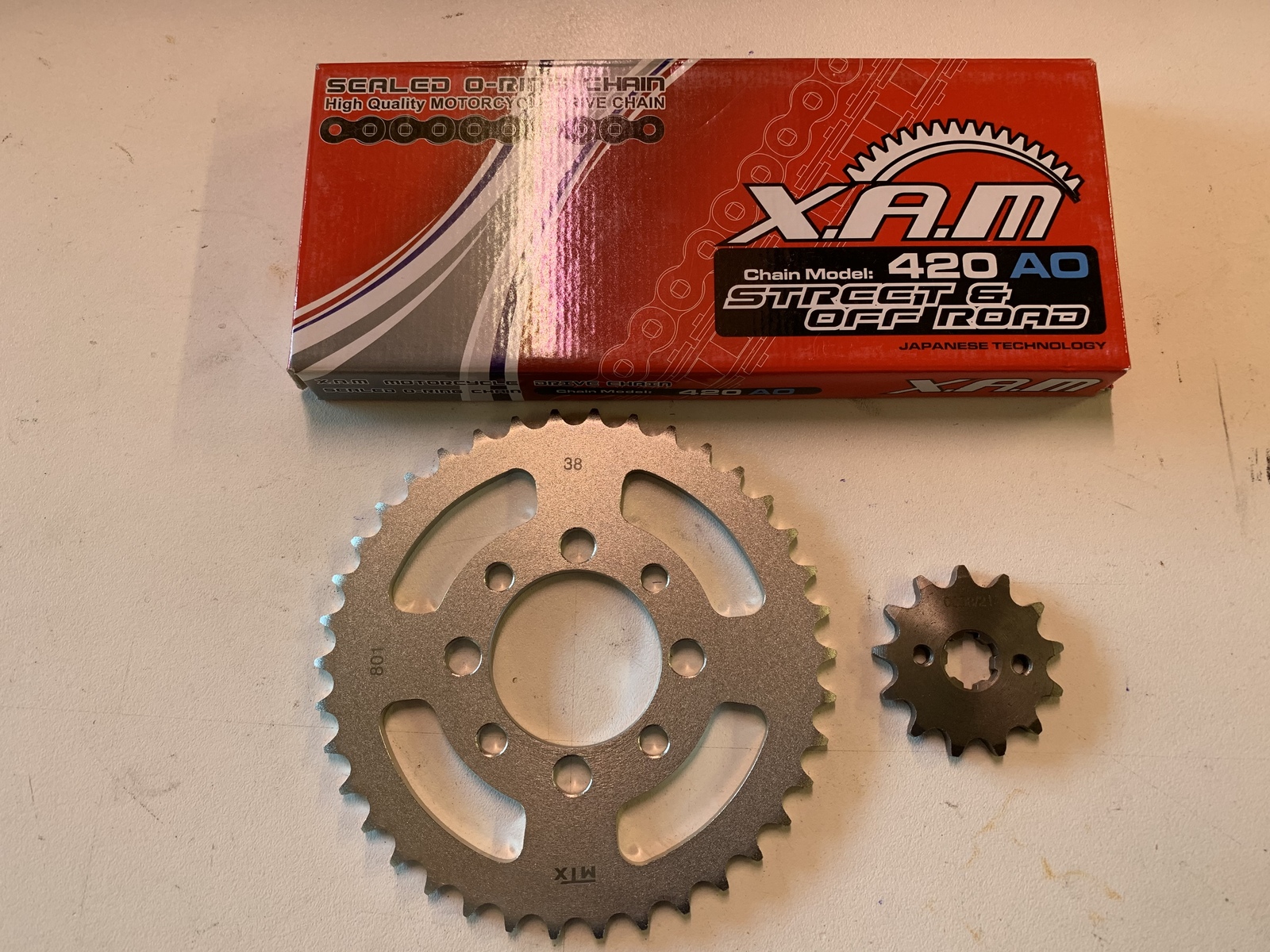 KAWASAKI KLX 110 CHAIN AND 13 FRONT 38 REAR SPROCKET SET KIT ORING XAM