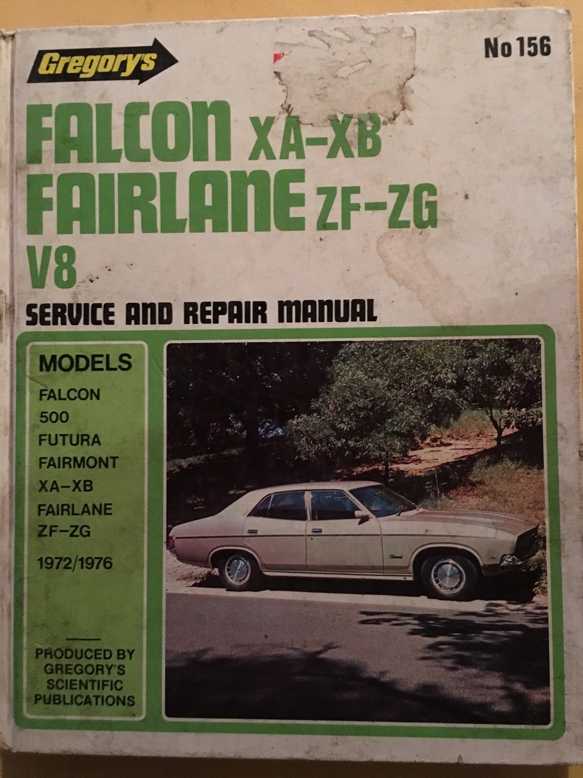 FORD FALCON XA XB FAIRLANE ZF ZG V8 GREGORYS WORKSHOP MANUAL