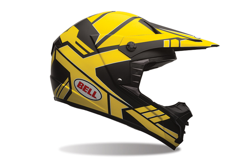 BELL SX1 STACK CHARCOL YELLOW RACE HELMET MX DIRT BIKE SIZE MEDIUM