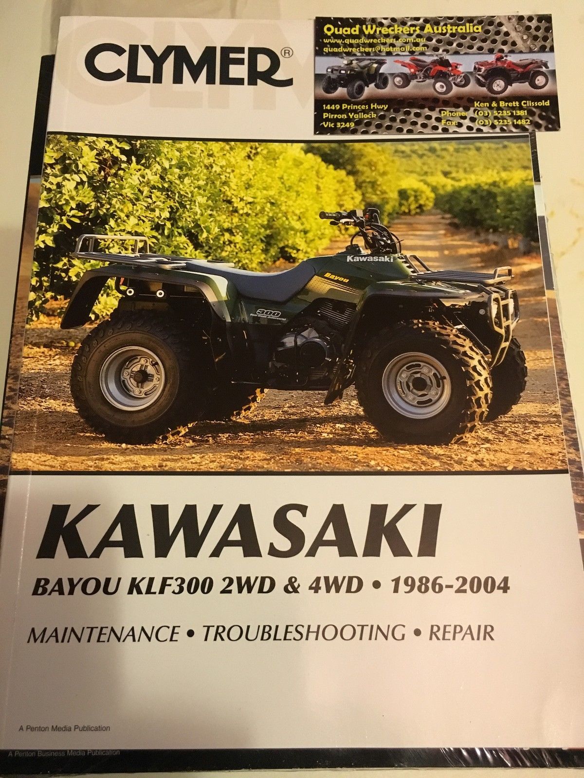 KAWASAKI KLF 300 BAYOU ATV CLYMER WORKSHOP MANUAL