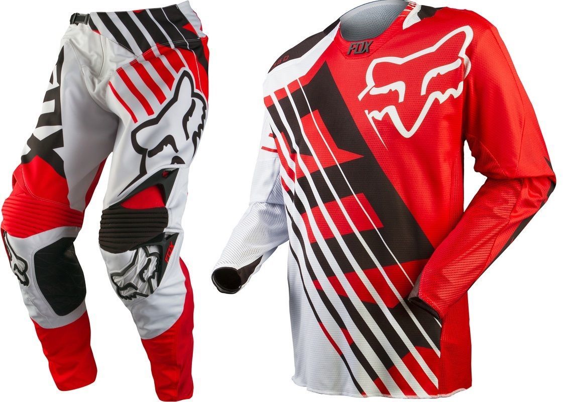 FOX RACING MX GEAR SET 360 SAVANT RED / WHITE GEAR PANTS 28 , MEDIUM JERSEY