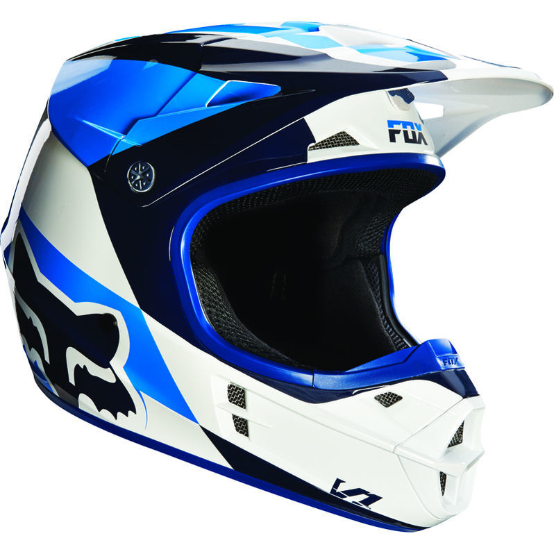 FOX RACING V1 MAKO BLUE WHITE HELMET MX DIRT BIKE SIZE LARGE