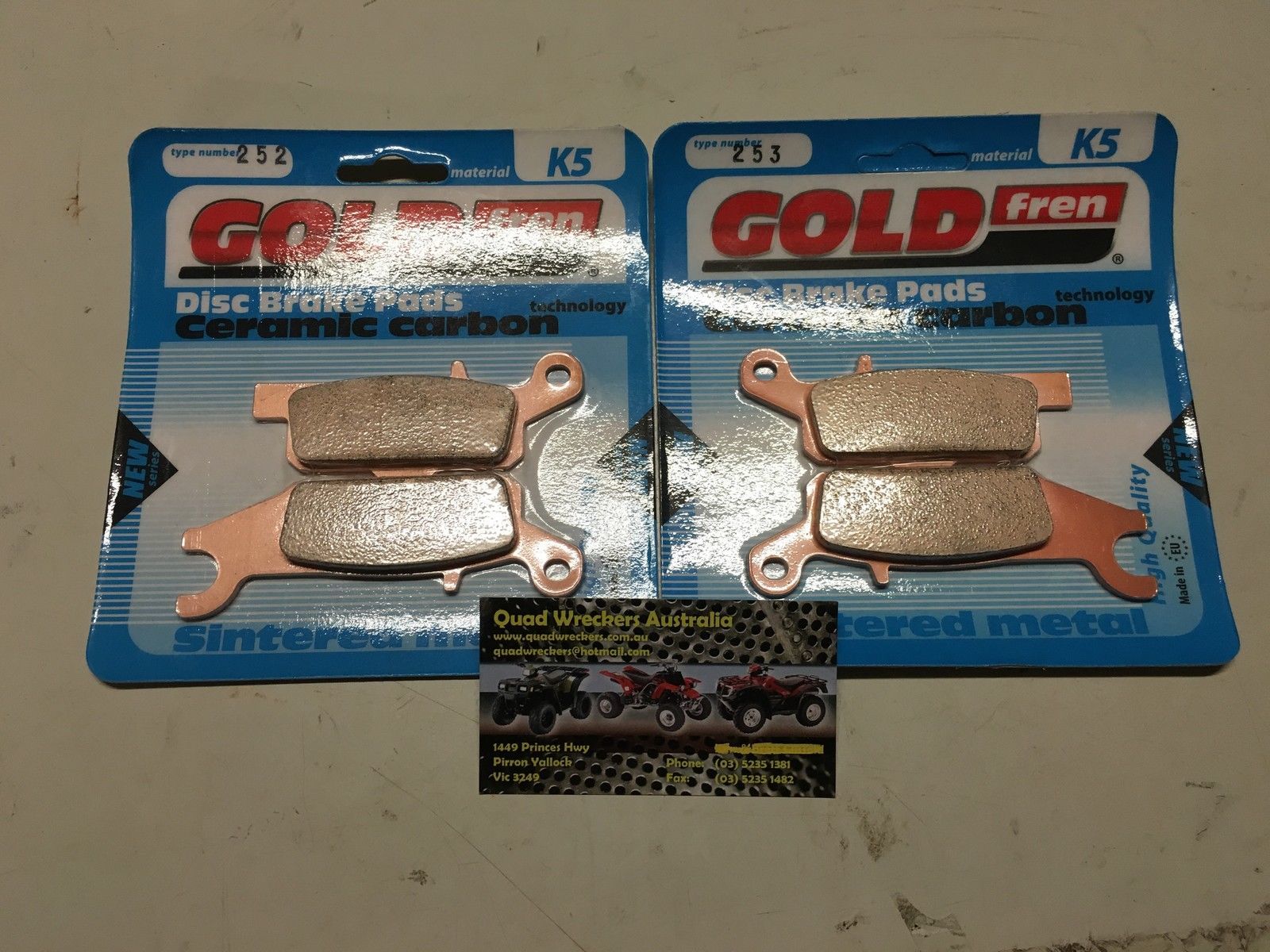 thumbnail image 2 of Solid Brass Brake Pads For Yamaha Grizzly 550/700 Front & Rear, Kodiak 700 Front – USA Made, 2-Pack 2 of 5