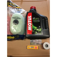 HONDA SERVICE KIT AIR + OIL FILTER  & SPARK PLUG MOTUL 5100  XR 400 R 