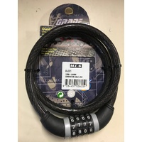 4 COMBINATION LOCK HEAVY STEEL COATED CABLE 12 mm 1200 mm LONG BIKE MX