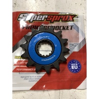 KTM SUPER SPROX STEEL FORGED BLUE 14 TOOTH FRONT SPROCKET 125 200 250 300 350 400 450 500 525 HUSQUVARNA GASGAS BERG