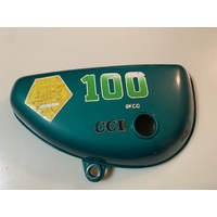 SUZUKI TC 100 LEFT PLASTIC SIDE OIL TANK COVER GREEN