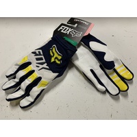 FOX RACING MX DIRTPAW RACE SE GLOVES WHILE BLUE SIZE XXL 2X EXTRA LARGE CLEARANCE YELLOW