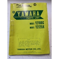 GENUINE YAMAHA YZ 100 C 125 X PARTS LIST BOOK SCHEMATICS PART NUMBERS 1976