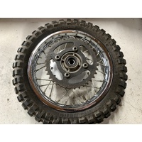GENUINE YAMAHA TTR  50 E REAR WHEEL RIM AND TYRE 2006 - 2026 NEEDS A FEW SPOKES REPLACED