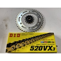 SUZUKI DRZ 400 DID VX3 X RING 520  CHAIN AND GENUINE OEM SPROCKET KIT 14 42 NEW TAKE OFF