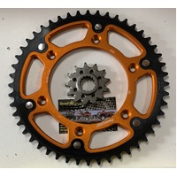 KTM 48 REAR 13 FRONT SPROCKET STEALTH SUPERSPROX 125 150 200 250 300 350 450 500 ORANGE