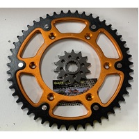 KTM 49 REAR 14 FRONT SPROCKET STEALTH SUPERSPROX 125 150 200 250 300 350 450 500 ORANGE