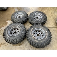 KUBOTA RTV 500 400 PETROL RIMS AND TYRES SET MAXXIS BIGHORN 6 PLY 