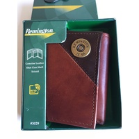 REMINGTON LEATHER WALLET 12 GAUGE TRI FOLD BROWN