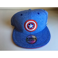CAPTAIN AMERICA HAT - CAP FLAT PEAK SNAP BACK MARVEL  LIGHT BLUE 