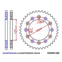 HONDA XR 400 REAR 45 T STEEL SPROCKET