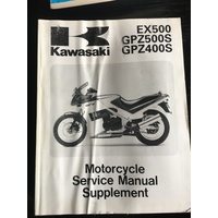 KAWASAKI 1987 1992 EX500 GPZ500S GPZ400S SERVICE MANUAL SUPP
