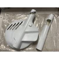 NEW OLD STOCK UFO FRONT DISC BRAKE AND FORK LEG COVER WHITE