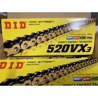 DID 520 VX3 X RING CHAIN - BLACK & GOLD KTM CRF WR WRF YZ YFX TE FE KX KXF RMX RM RMZ DR XR 