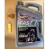 KAWASAKI KLF 300 BAYOU / WORKHORSE SERVICE KIT PACK OIL  FILTER  SPARK PLUG HITEC 4LT