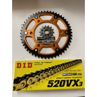 KTM 49 T REAR 14 T FRONT SPROCKET STEALTH 300 DID VX3 GOLD 520 XRING CHAIN