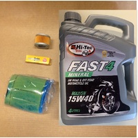 SUZUKI 250 300 LTF QUAD RUNNER KING QUAD ATV SERVICE PACK KIT AIR OIL FILTER PLUG HI TECH 4LT
