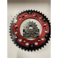 HONDA XR 400 45 TOOTH REAR STEALTH 15 FRONT STEEL SPROCKET  COMBO RED