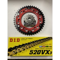HONDA XR 400 45 TOOTH REAR RED STEALTH 14 FRONT STEEL SPROCKET DID VX3 CHAIN KIT