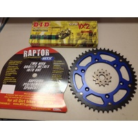 YAMAHA WR 250 2 STROKE 50 TOOTH REAR MTX RAPTOR 14 F  DID VX2 CHAIN BLUE