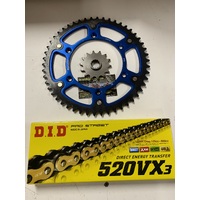 YAMAHA YZF 400 426 450 50 TOOTH REAR 13 F SPROCKET MTX STEALTH DID VX3 CHAIN BLUE