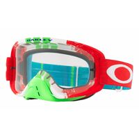OAKLEY RED GREEN NOSE GUARD GOOGLES 2.0 PRO O FRAME PINNED CLEAR LENSE