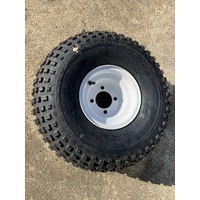 ATV CALF TRAILER RIM AND TYRE 22 X 11 X 8 , 4 X 102 mm PCD 6 PLY KNOBBY