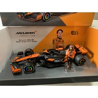 McLAREN F1 CAR AUSSIE OSCAR PIASTRI MODEL DIECAST 1:24 SCALE MCL38 FIGURE