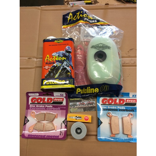HONDA XR 400  SERVICE KIT AIR + OIL FILTER  & SPARK PLUG BRAKE PADS