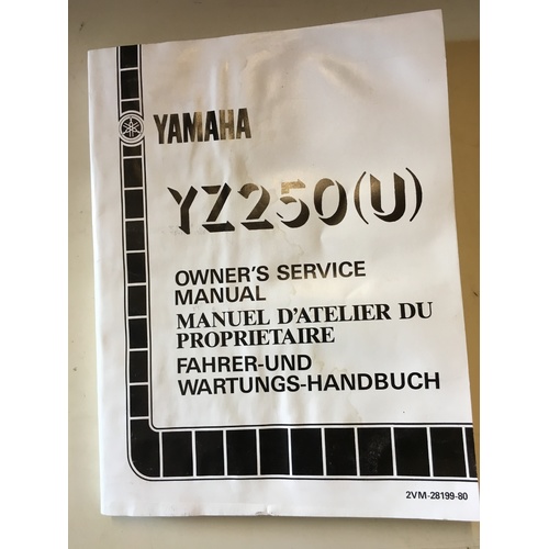 GENUIN YAMAHA  WORKSHOP SERVICE MANUAL YZ 250 U 1988 2VM-28199-80
