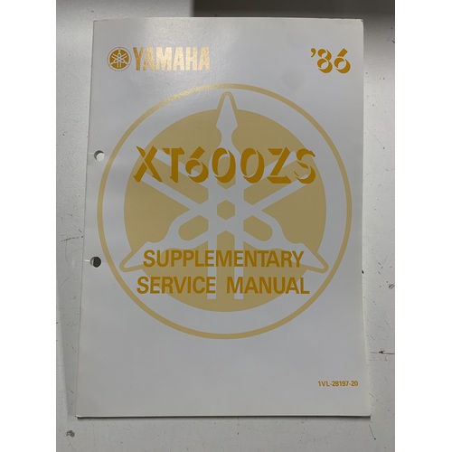 YAMAHA XT 600 ZS 86 SUPPLEMENTARY YAMAHA SERVICE  WORKSHOP MANUAL 1VL-28197-20