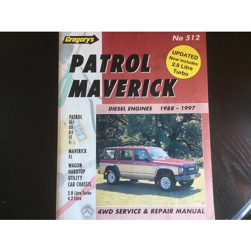 NISSAN PATROL FORD MAVERICK DEISEL 19881997 GREGORYS WORKSHOP SERVICE MANUAL