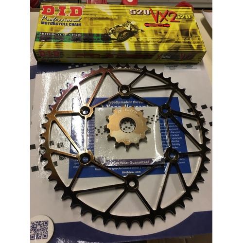 KTM DIRT TRICKS FRONT 14 REAR 50 SPROCKET DID CHAIN 125 200 250 300 350 450 500 530 EXC SX