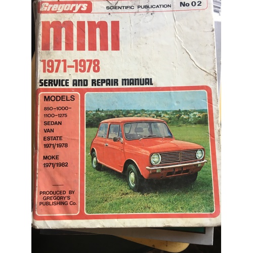 MINI 1971 1978 GREGORYS WORKSHOP MANUAL