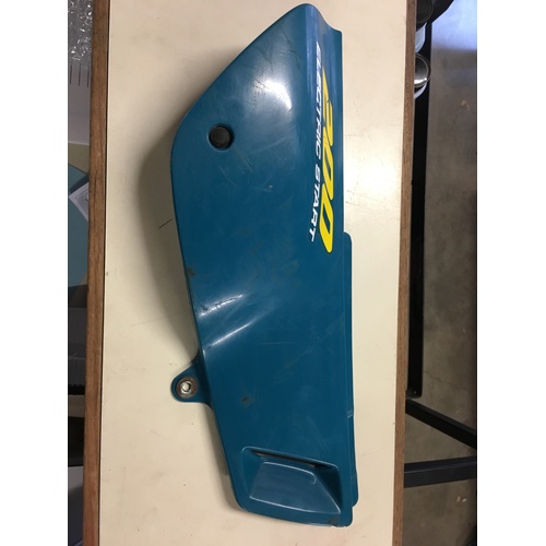 SUZUKI DR 200 EXHAUST SIDE PLASTIC SIDE COVER GREEN / TEAL