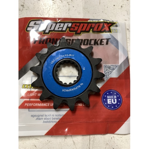 KTM SUPER SPROX STEEL FORGED BLUE 14 TOOTH FRONT SPROCKET 125 200 250 300 350 400 450 500 525 HUSQUVARNA GASGAS BERG