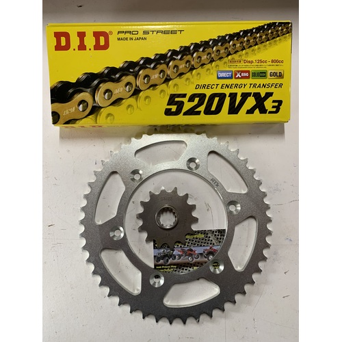 SUZUKI DRZ 400 CHAIN AND SPROCKET KIT 15 39  DID VX3 X RING 520 CHAIN