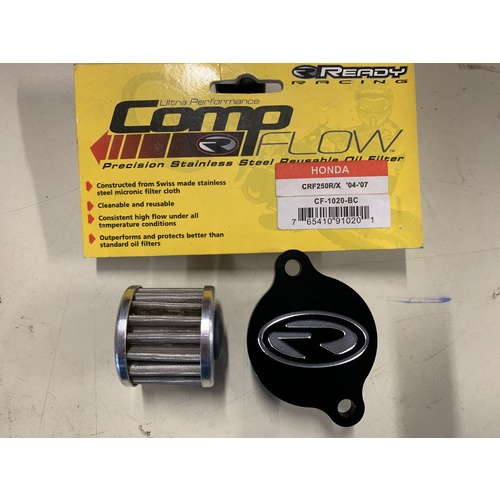 HONDA CRF 250 R CRF 250 X STAINLESS WASHABLE OIL FILTER & COVER 04 - 08 ONLY