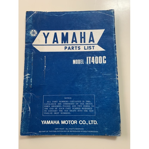 GENUINE YAMAHA IT 400 C PARTS LIST BOOK SCHEMATICS PART NUMBERS 1K7-28198-60