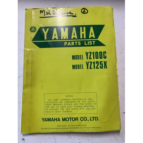 GENUINE YAMAHA YZ 100 C 125 X PARTS LIST BOOK SCHEMATICS PART NUMBERS 1976