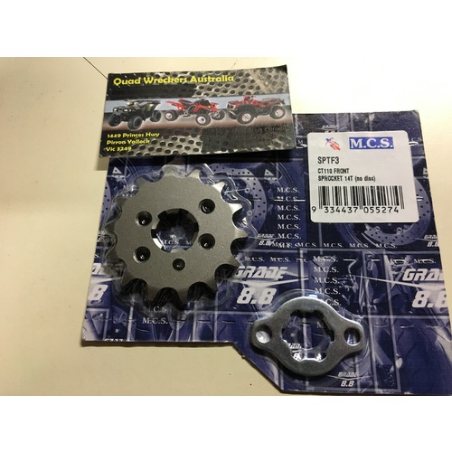 HONDA CT 110 POSTIE FRONT SPROCKET 14 TOOTH WITH MOUNT PLATE